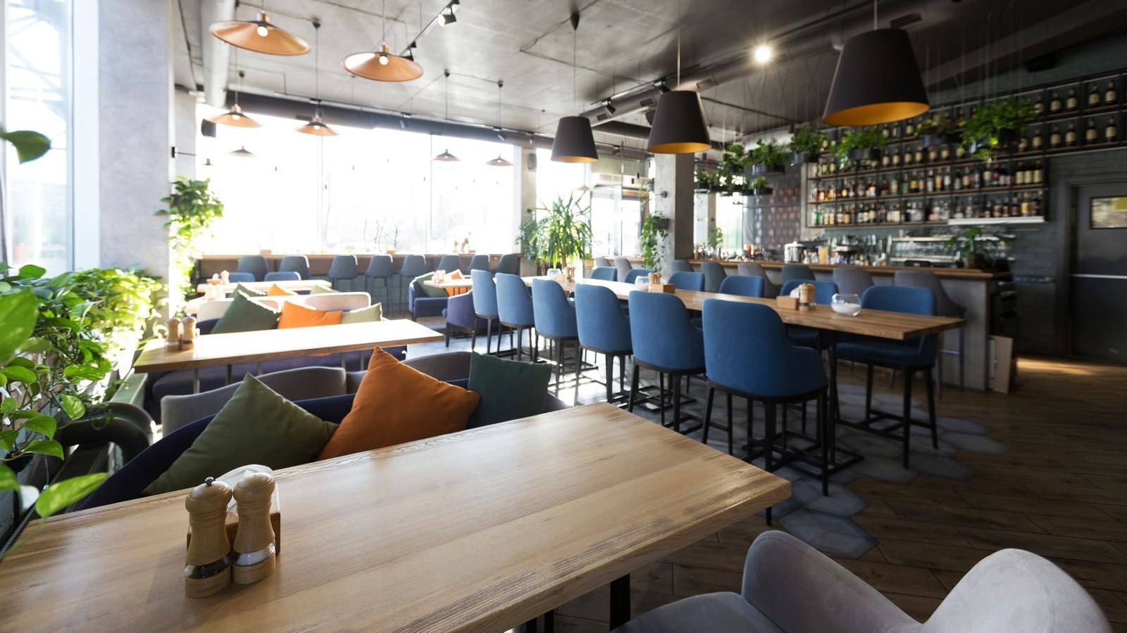 Finished restaurant dining room before opening